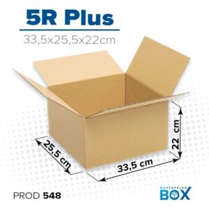 Caja de cartón 5R Plus 33,5×25,5×22 cm — cartón corrugado de 3 capas | másPapeles