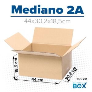 Caja de cartón Mediana 2A 44×30,2×18,5 cm — cartón corrugado de 3 capas | másPapeles