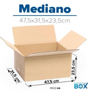 Caja de cartón Mediana 47,5×31,5×23,5 cm — cartón corrugado de 3 capas | másPapeles