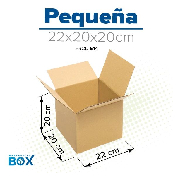 Caja de cartón Pequeña 22×20×20 cm — cartón corrugado de 3 capas | másPapeles